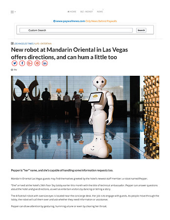 New robot at Mandarin Oriental in Las Vegas offers directions, and can hum a little too - cetusnews_Page_1